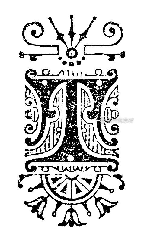 新艺术风格的首字母大写字母T - 19世纪